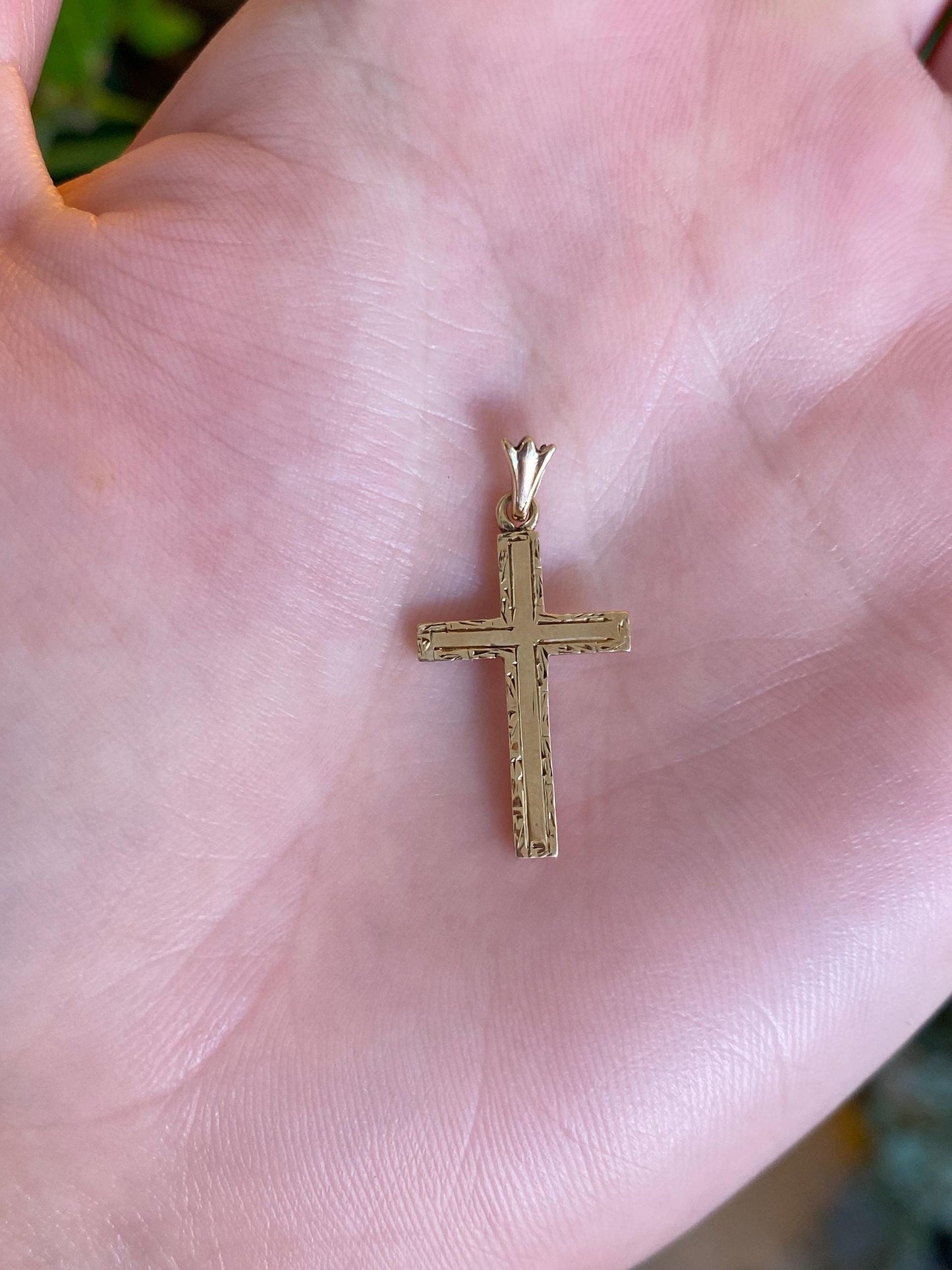 Vintage 14k Yellow Gold Cross Charm