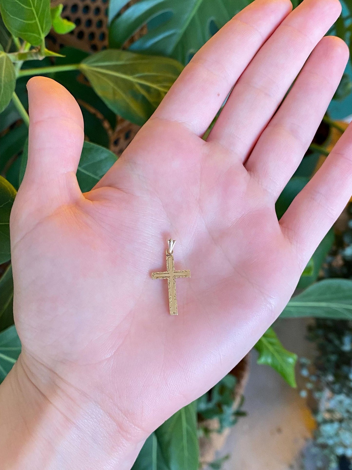 Vintage 14k Yellow Gold Cross Charm