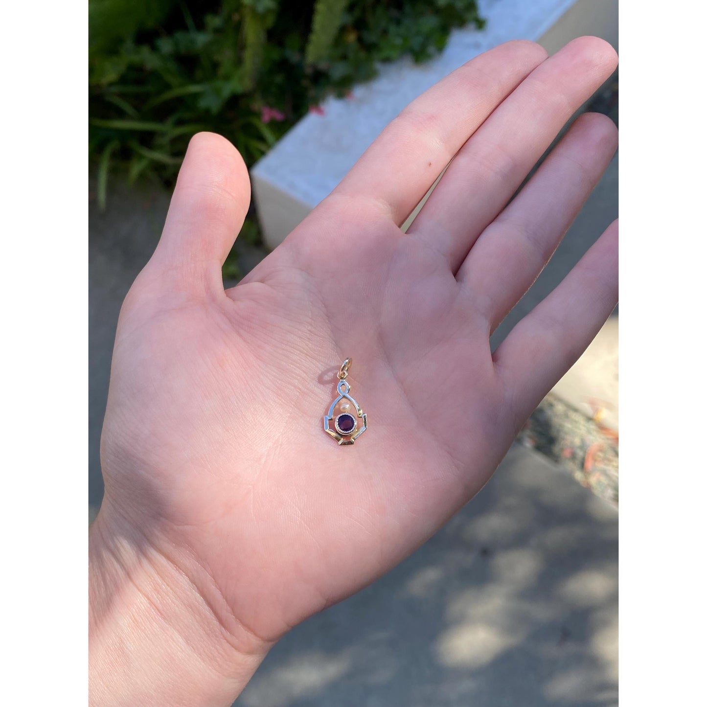 Vintage Solid 10k Yellow Gold Purple Cubic Zirconia Seed Pearl Stick Pin Conversion Charm