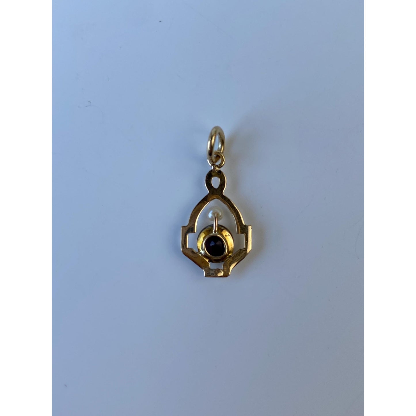 Vintage Solid 10k Yellow Gold Purple Cubic Zirconia Seed Pearl Stick Pin Conversion Charm