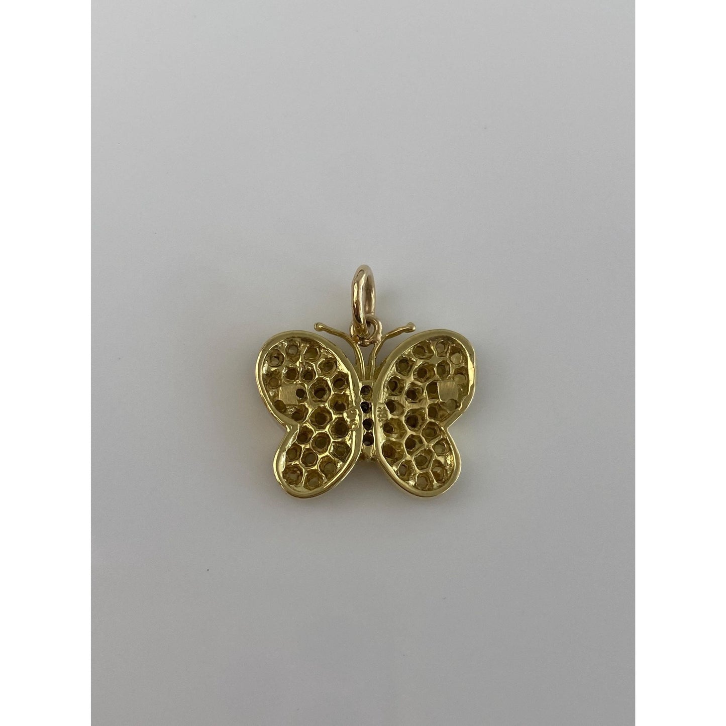 Vintage Solid 18k Yellow Gold Diamond Yellow Topaz Butterfly Charm