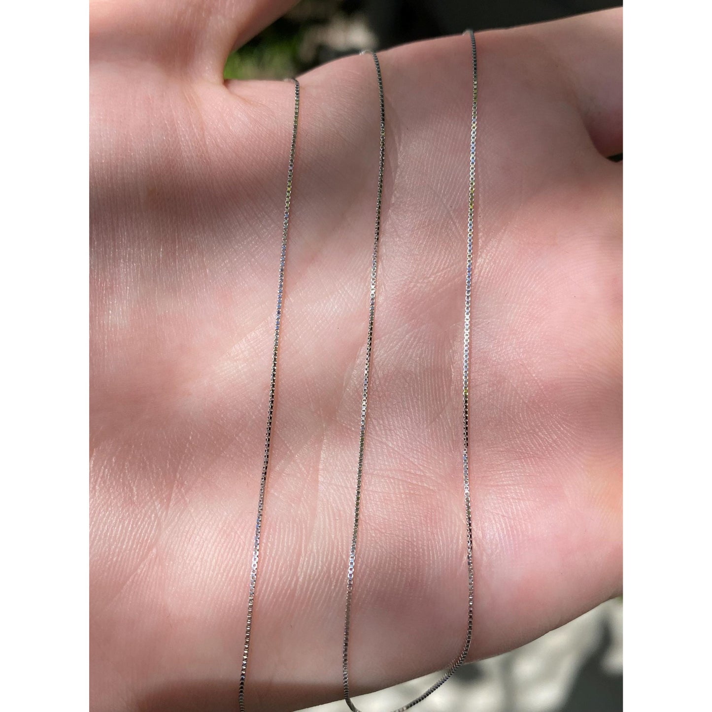 Vintage Solid 14k White Gold Dainty Box Chain Necklace - 18 inches