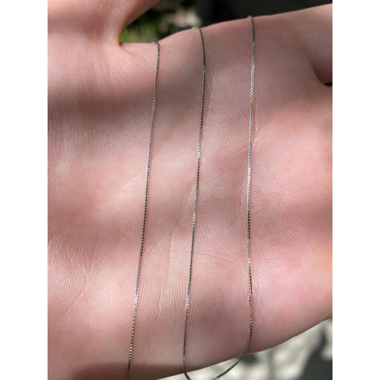 Vintage Solid 14k White Gold Dainty Box Chain Necklace - 18 inches