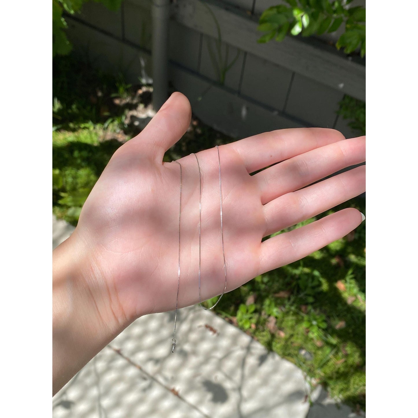 Vintage Solid 14k White Gold Dainty Box Chain Necklace - 18 inches