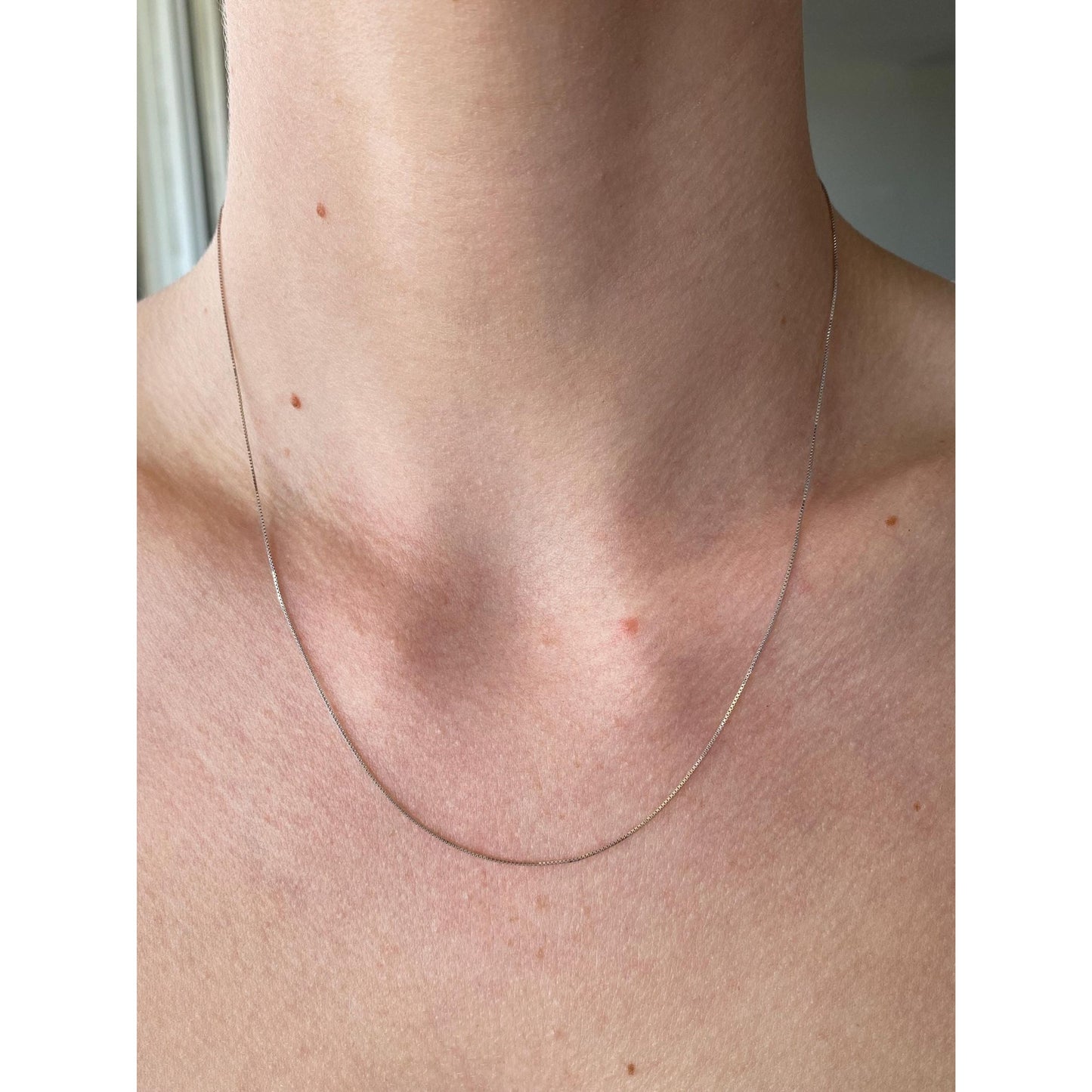 Vintage Solid 14k White Gold Dainty Box Chain Necklace - 18 inches