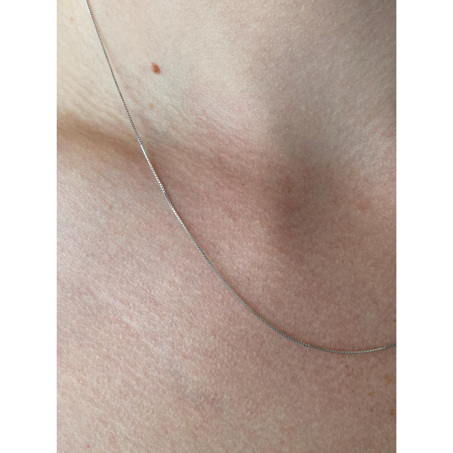 Vintage Solid 14k White Gold Dainty Box Chain Necklace - 18 inches