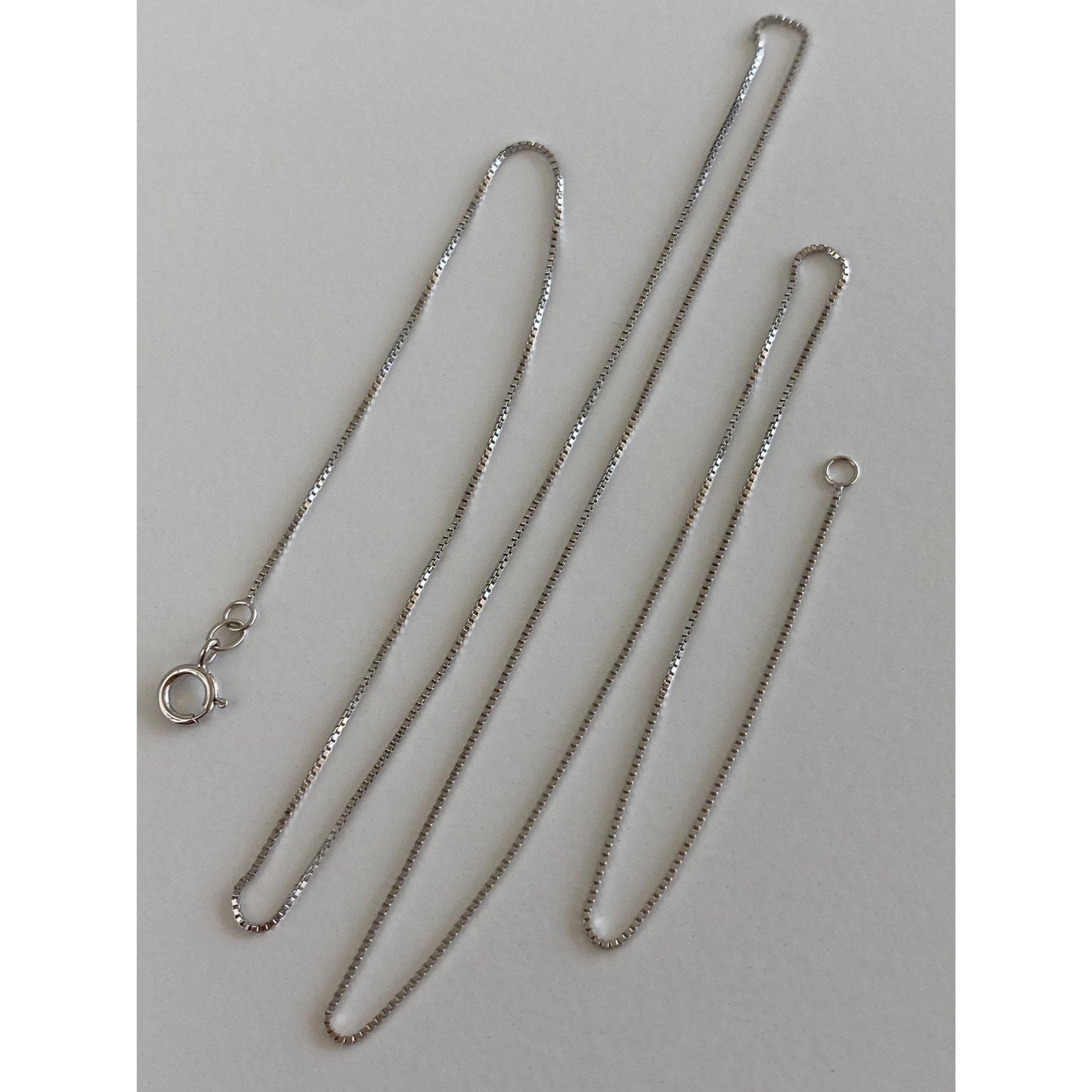 Vintage Solid 14k White Gold Dainty Box Chain Necklace - 18 inches