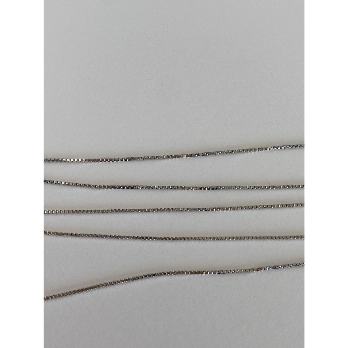 Vintage Solid 14k White Gold Dainty Box Chain Necklace - 18 inches