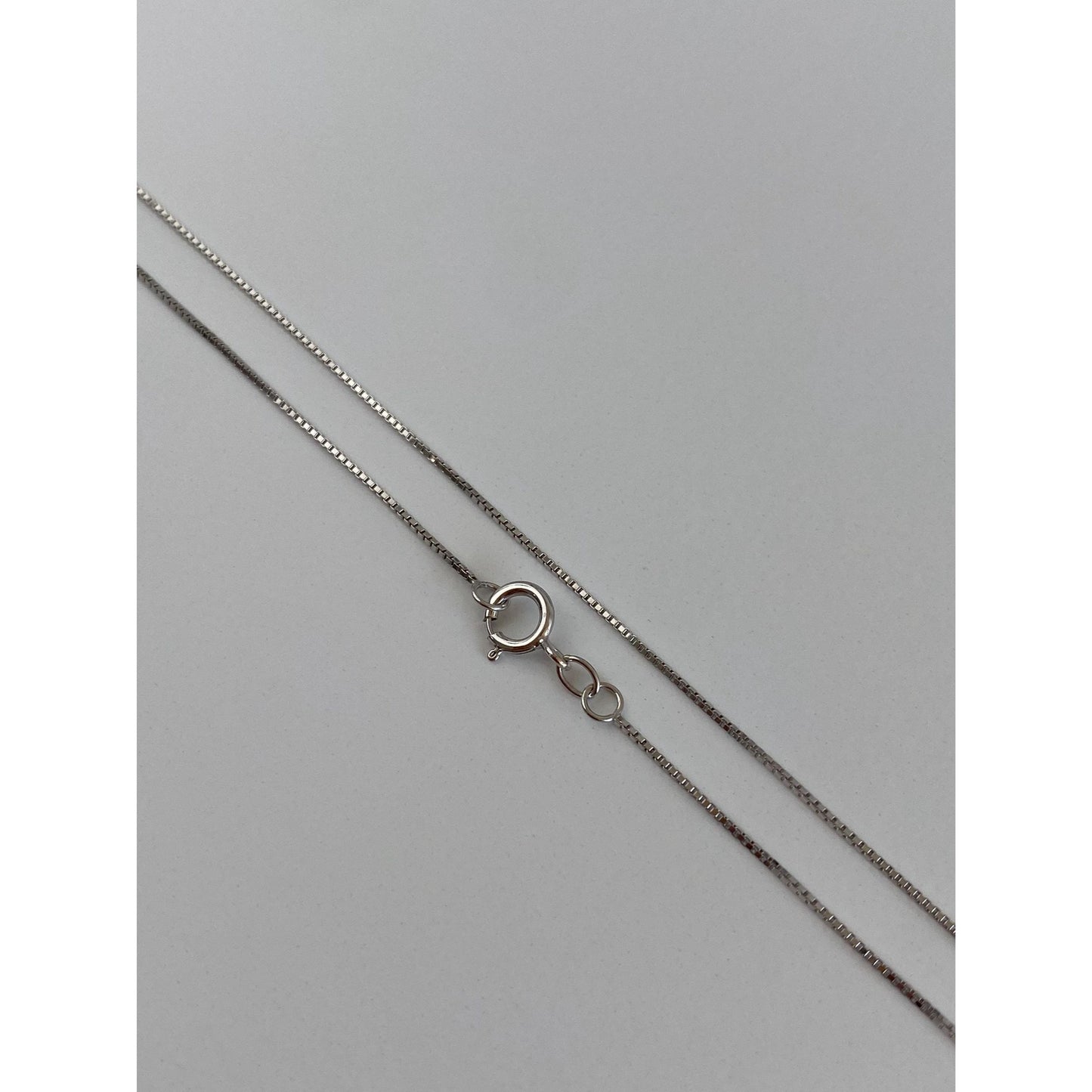 Vintage Solid 14k White Gold Dainty Box Chain Necklace - 18 inches