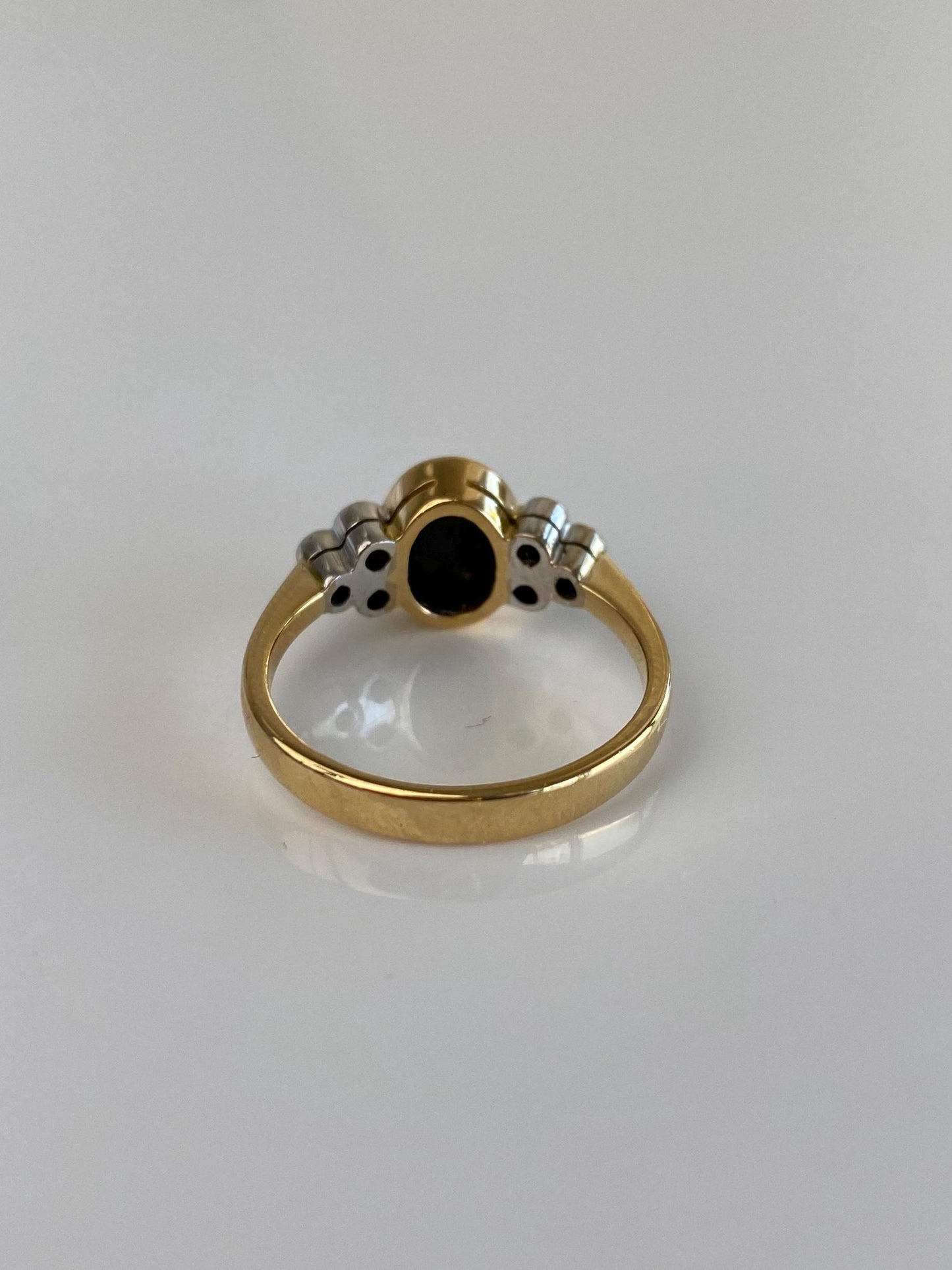 Vintage Solid 18k White & Yellow Gold Diamond Star Sapphire Ring - Size 7