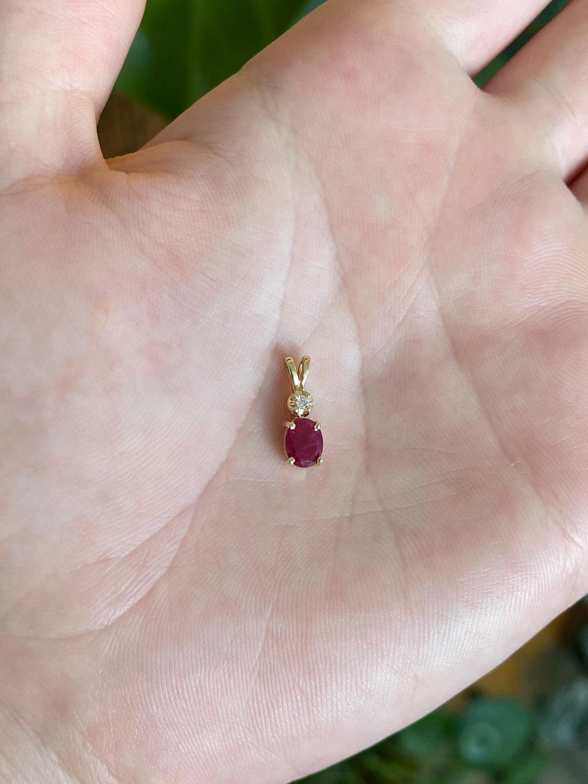 Vintage Solid 14k Yellow Gold Ruby Diamond Charm