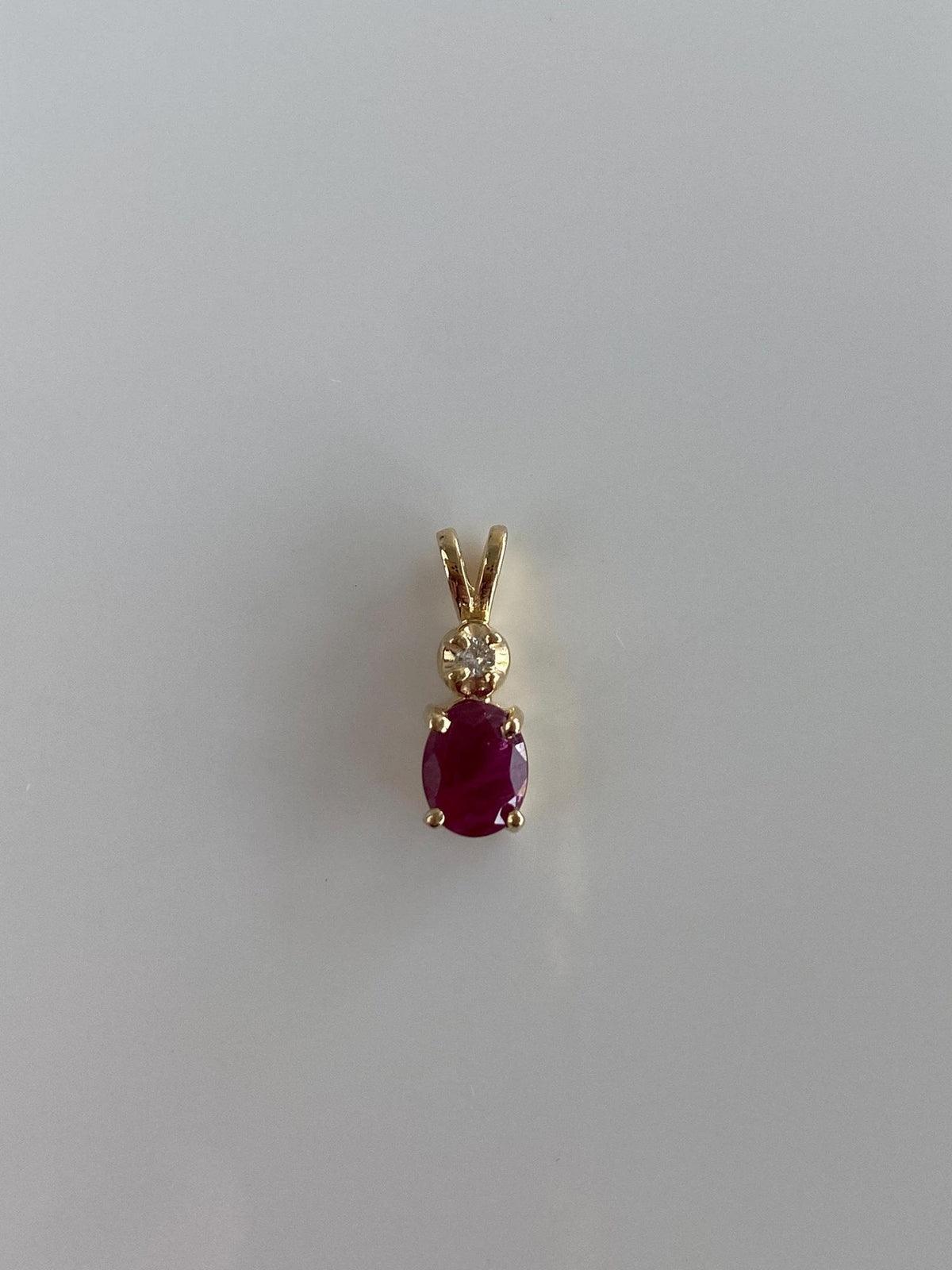 Vintage Solid 14k Yellow Gold Ruby Diamond Charm