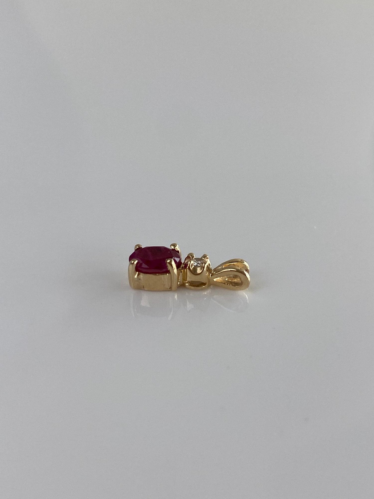 Vintage Solid 14k Yellow Gold Ruby Diamond Charm