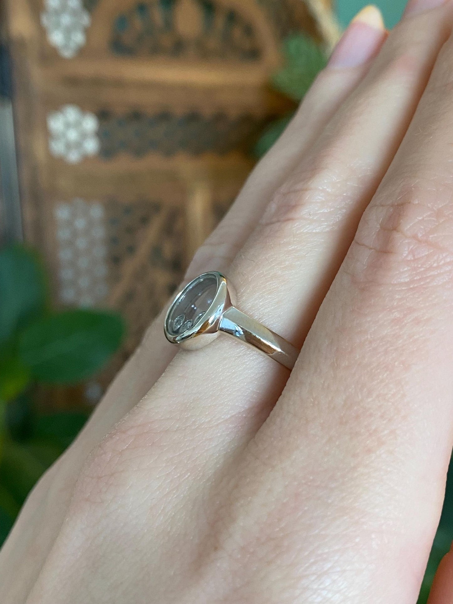 Vintage Solid 14k White Gold Diamond Shaker Ring - Size 7.75