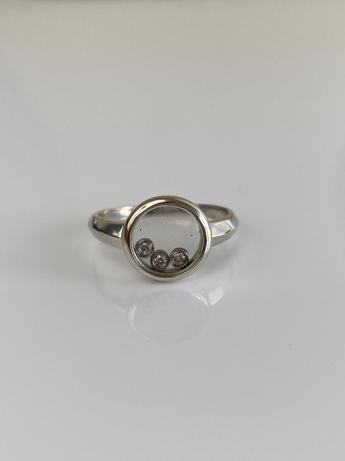 Vintage Solid 14k White Gold Diamond Shaker Ring - Size 7.75