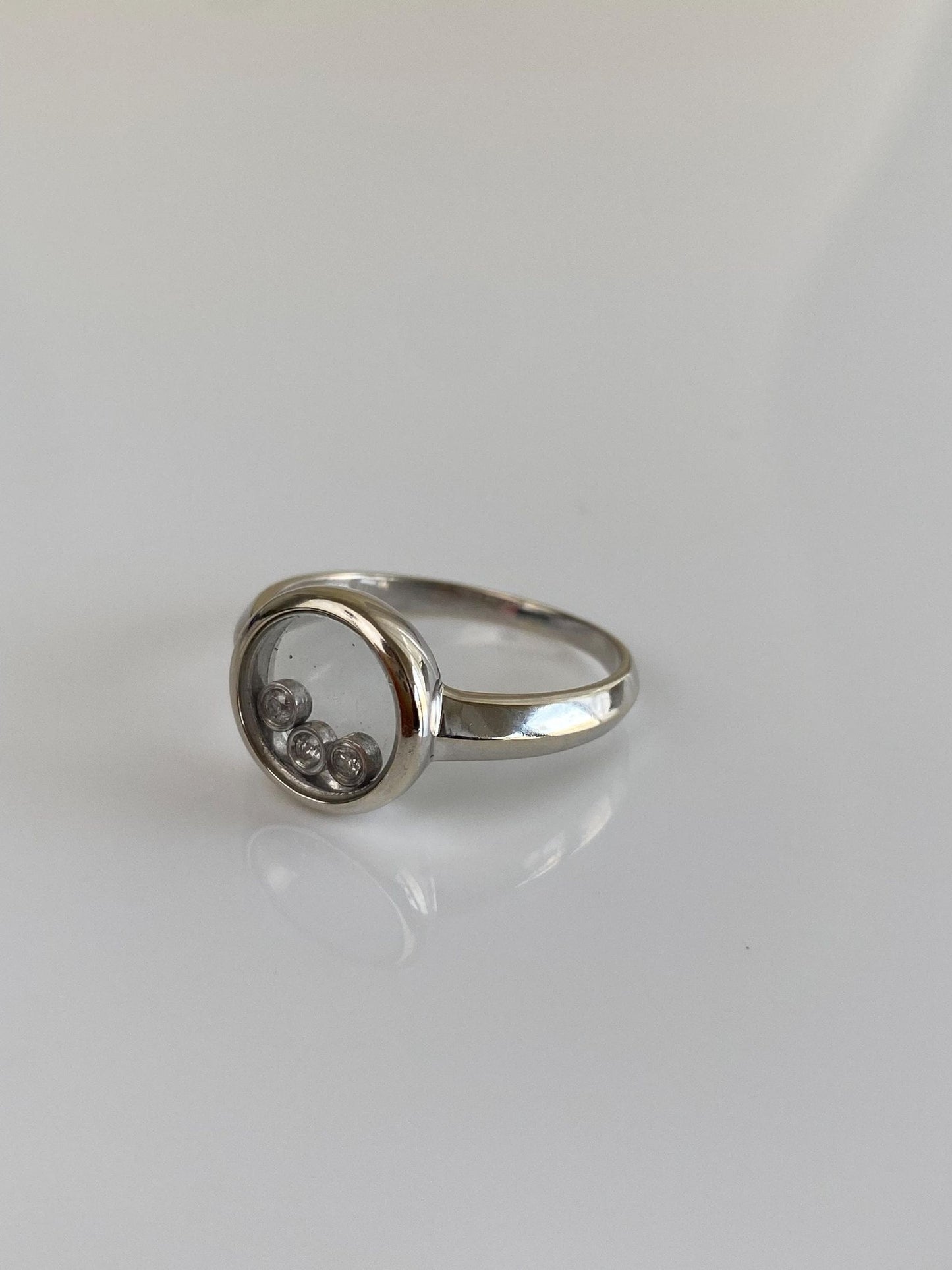Vintage Solid 14k White Gold Diamond Shaker Ring - Size 7.75