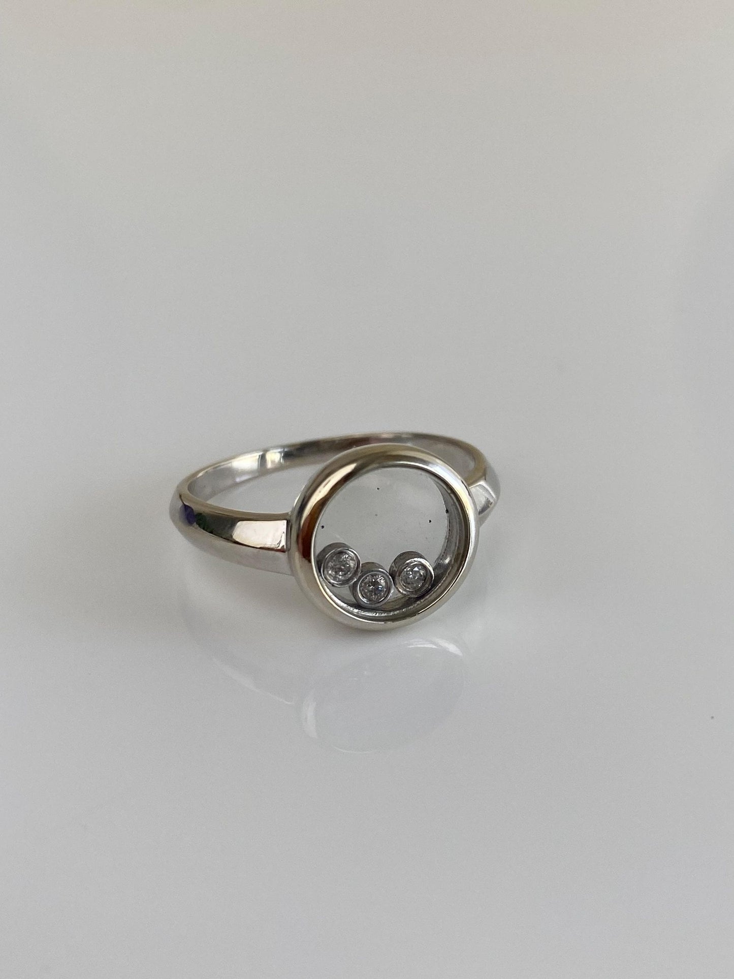 Vintage Solid 14k White Gold Diamond Shaker Ring - Size 7.75