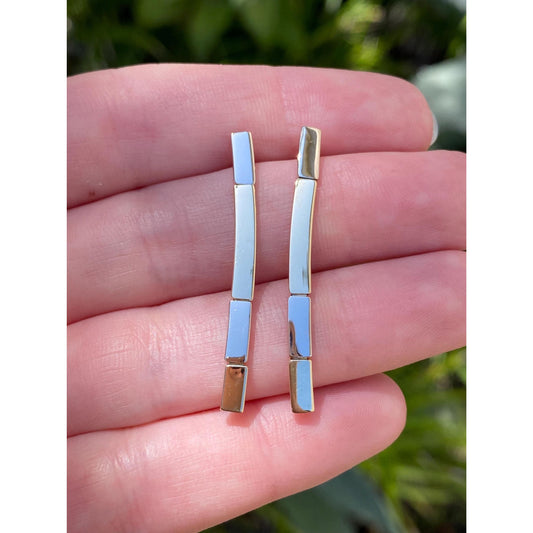 Vintage Solid 14k Yellow Gold Link Dangle Stud Earrings