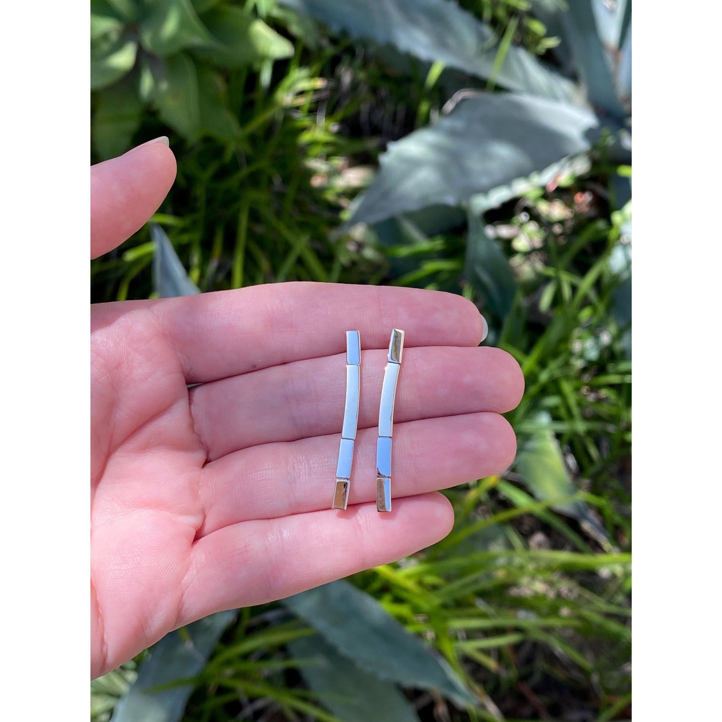 Vintage Solid 14k Yellow Gold Link Dangle Stud Earrings