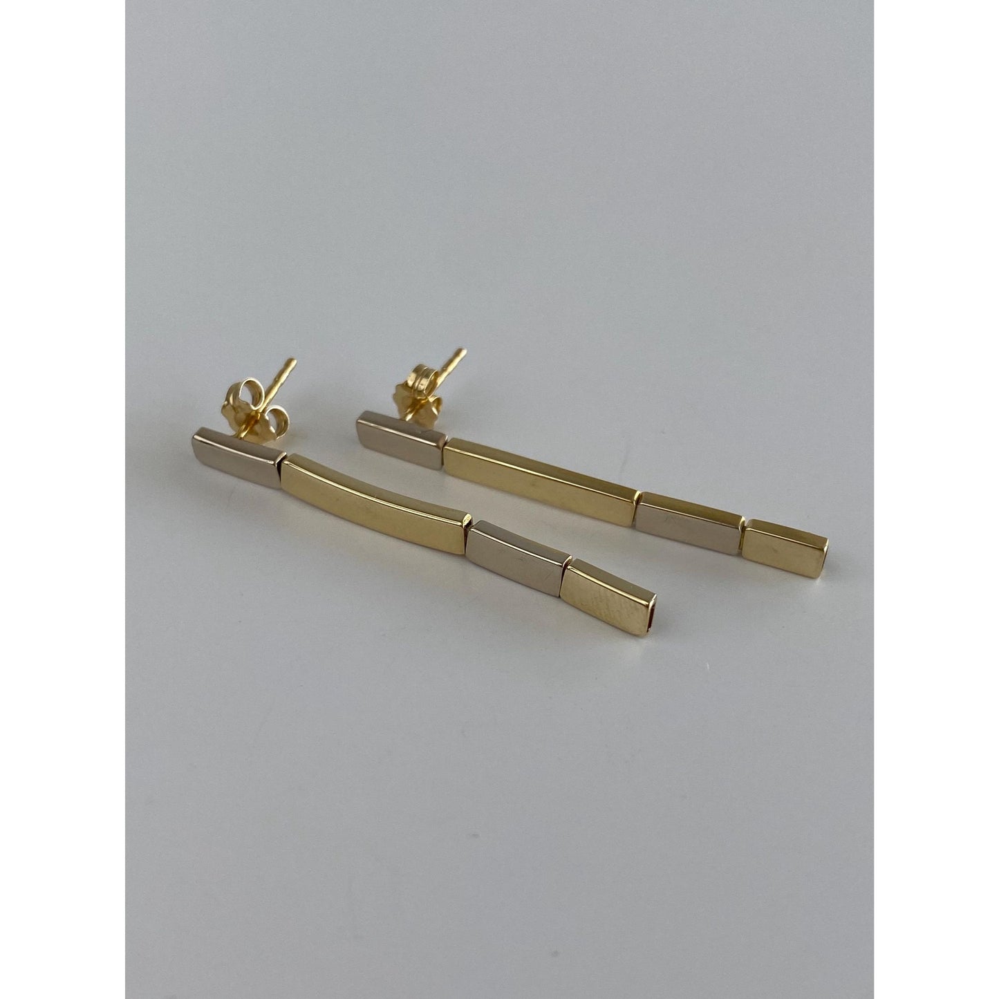 Vintage Solid 14k Yellow Gold Link Dangle Stud Earrings