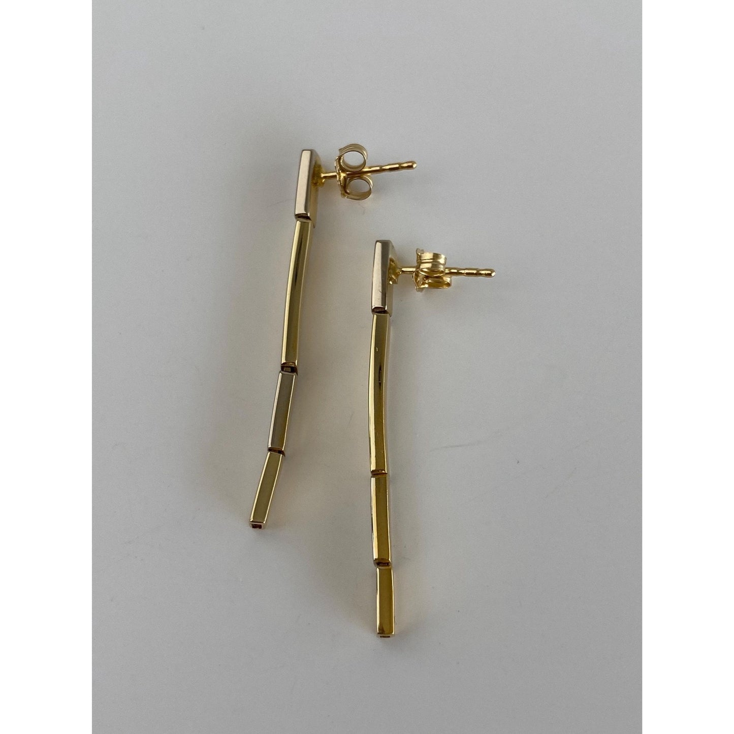 Vintage Solid 14k Yellow Gold Link Dangle Stud Earrings