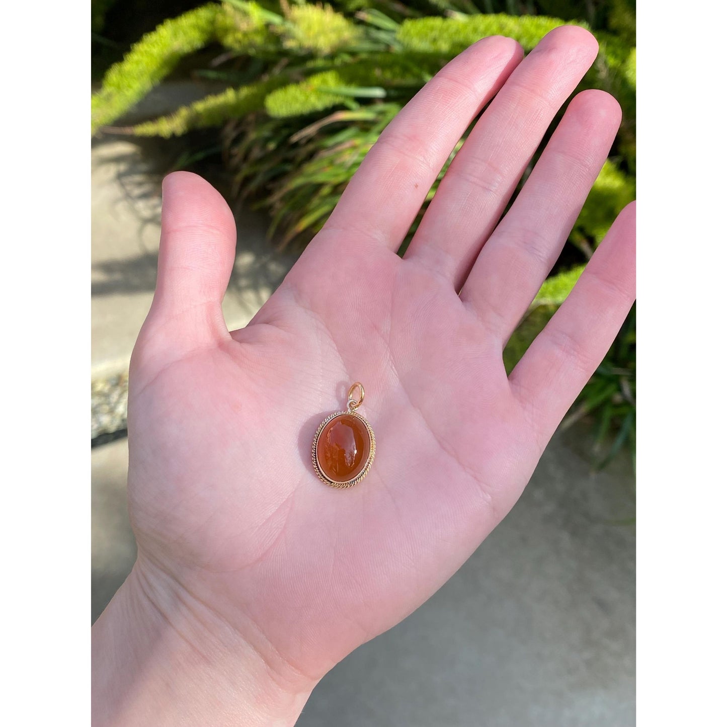 Vintage Solid 14k Yellow Gold Carnelian Cufflink Conversion Charm