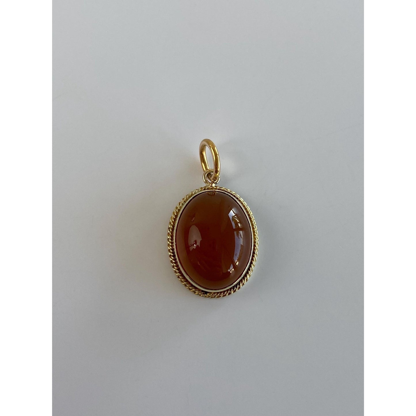 Vintage Solid 14k Yellow Gold Carnelian Cufflink Conversion Charm