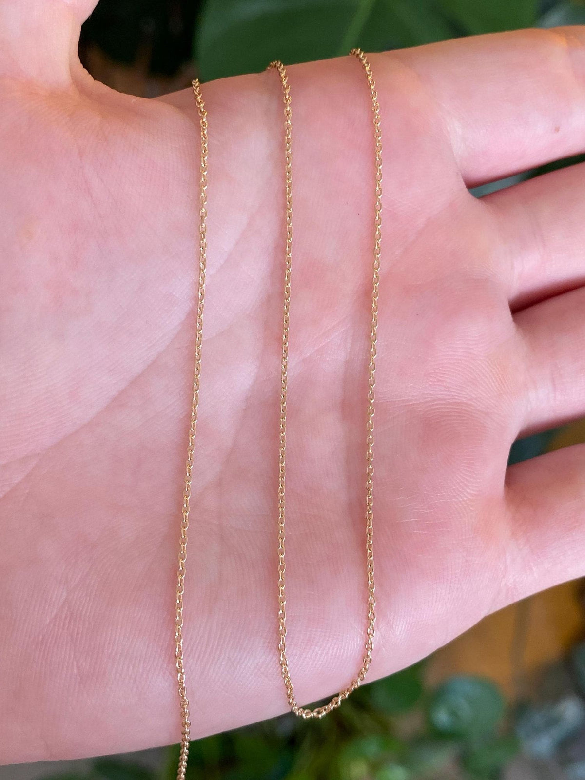 Vintage Solid 14k Yellow Gold Dainty Tight Cable Chain Necklace - 18 inches