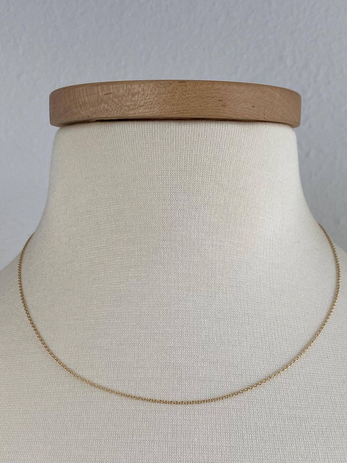 Vintage Solid 14k Yellow Gold Dainty Tight Cable Chain Necklace - 18 inches