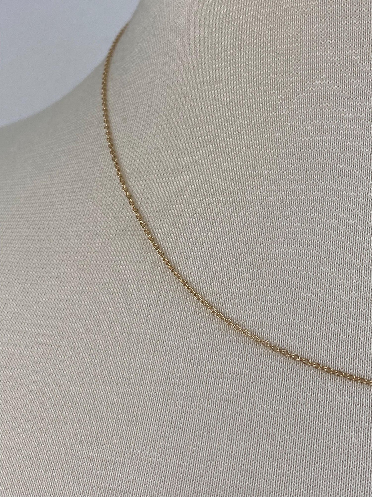 Vintage Solid 14k Yellow Gold Dainty Tight Cable Chain Necklace - 18 inches