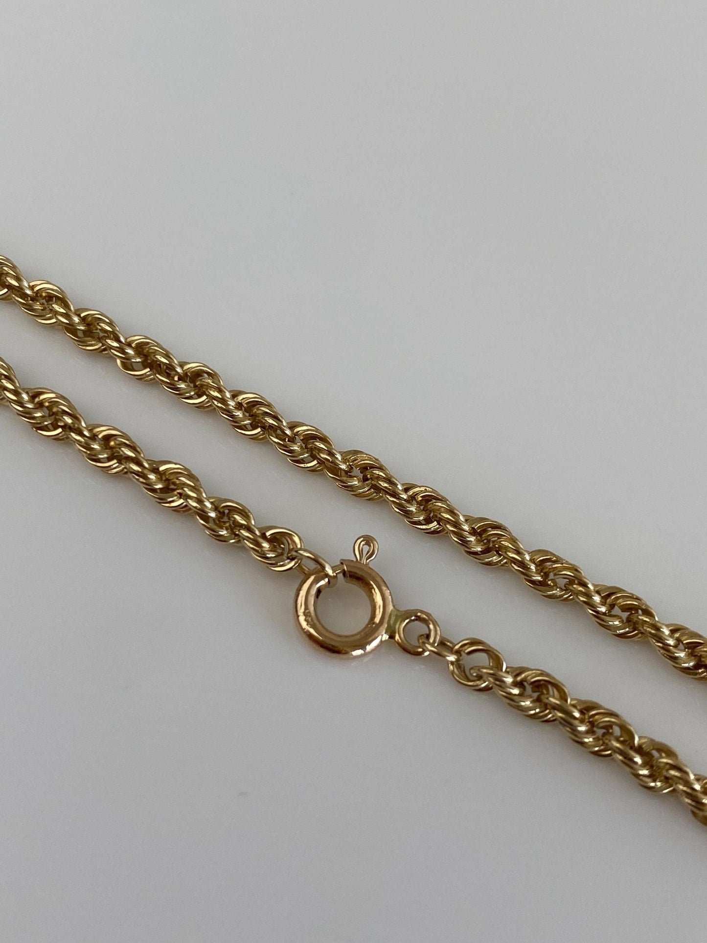 Vintage Solid 14k Yellow Gold Rope Chain Bracelet - 8 inches