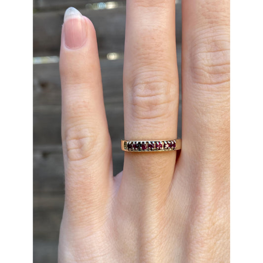 Solid 14k Yellow Gold Red Spinel Ring Band - Size 5.5