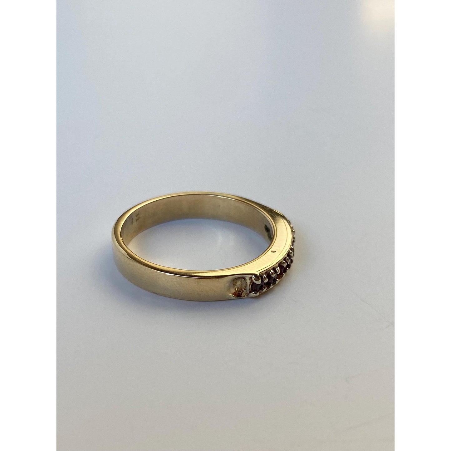 Solid 14k Yellow Gold Red Spinel Ring Band - Size 5.5