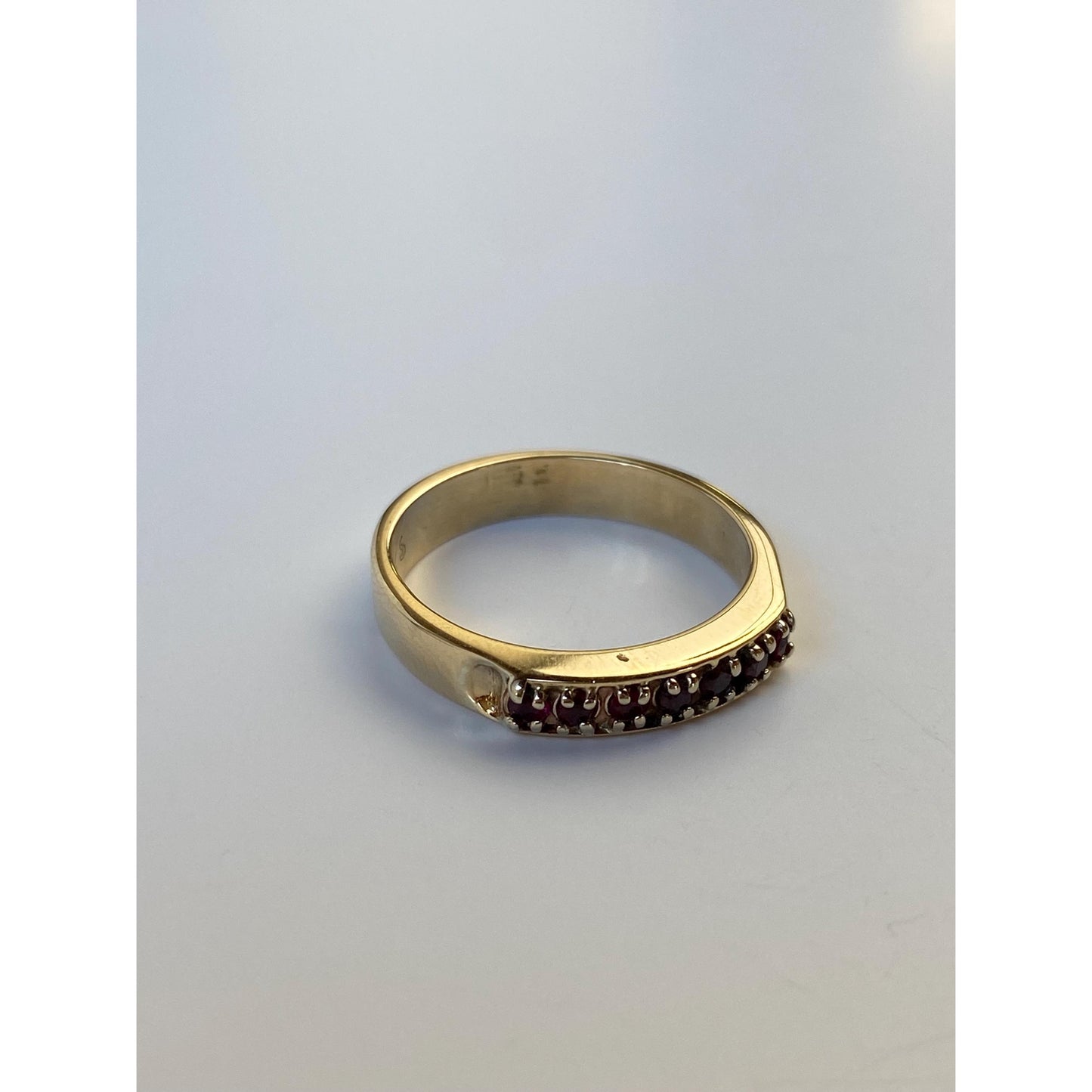 Solid 14k Yellow Gold Red Spinel Ring Band - Size 5.5