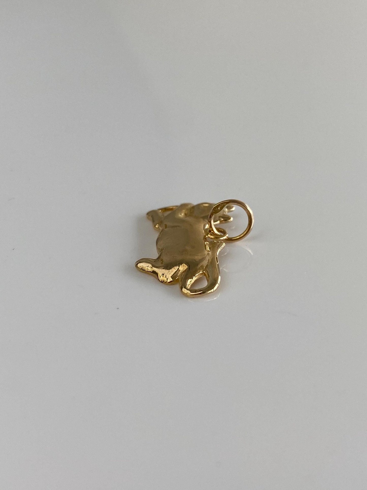 Vintage Solid 14k Yellow Gold Playing Cat Charm
