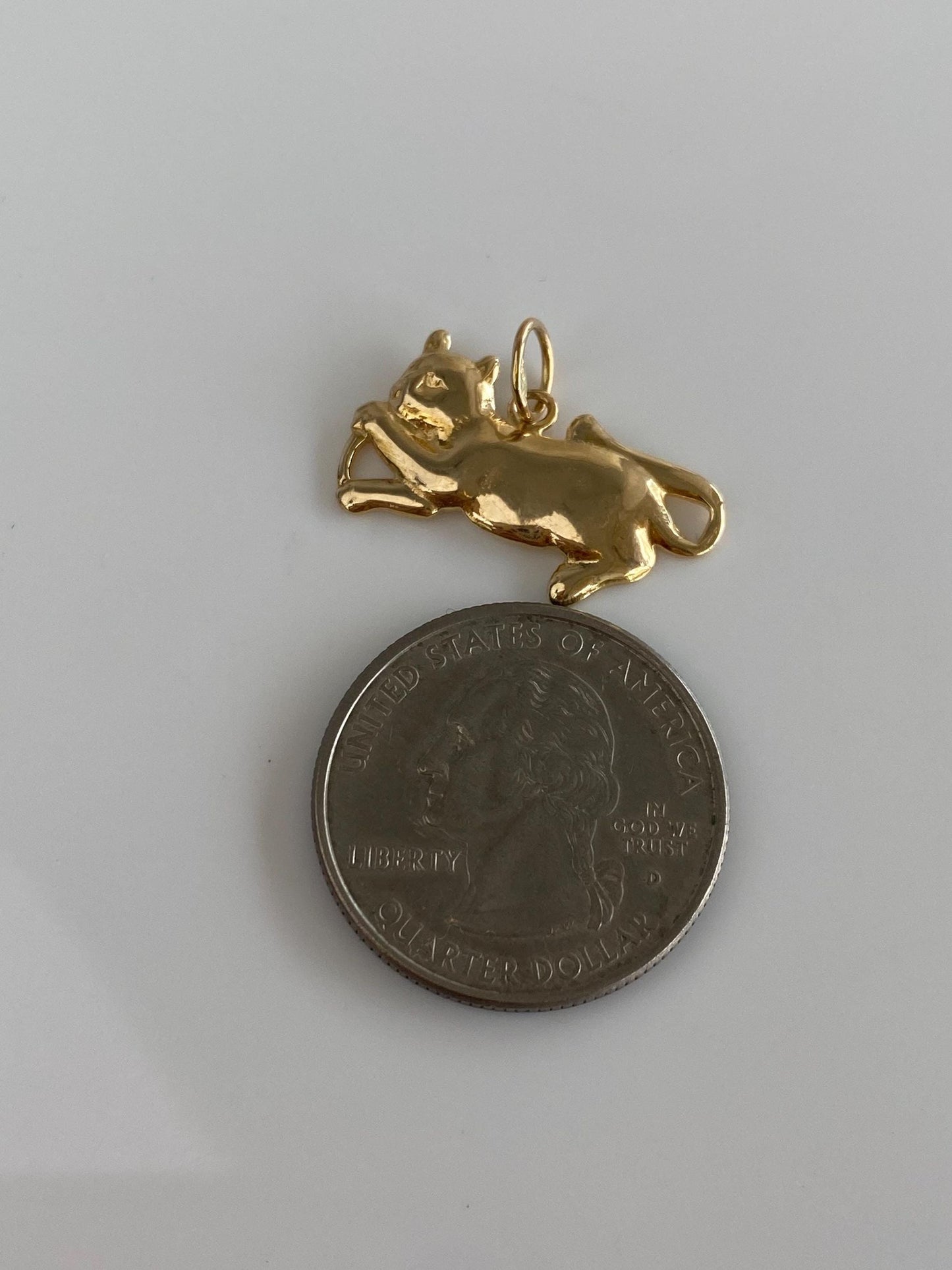 Vintage Solid 14k Yellow Gold Playing Cat Charm