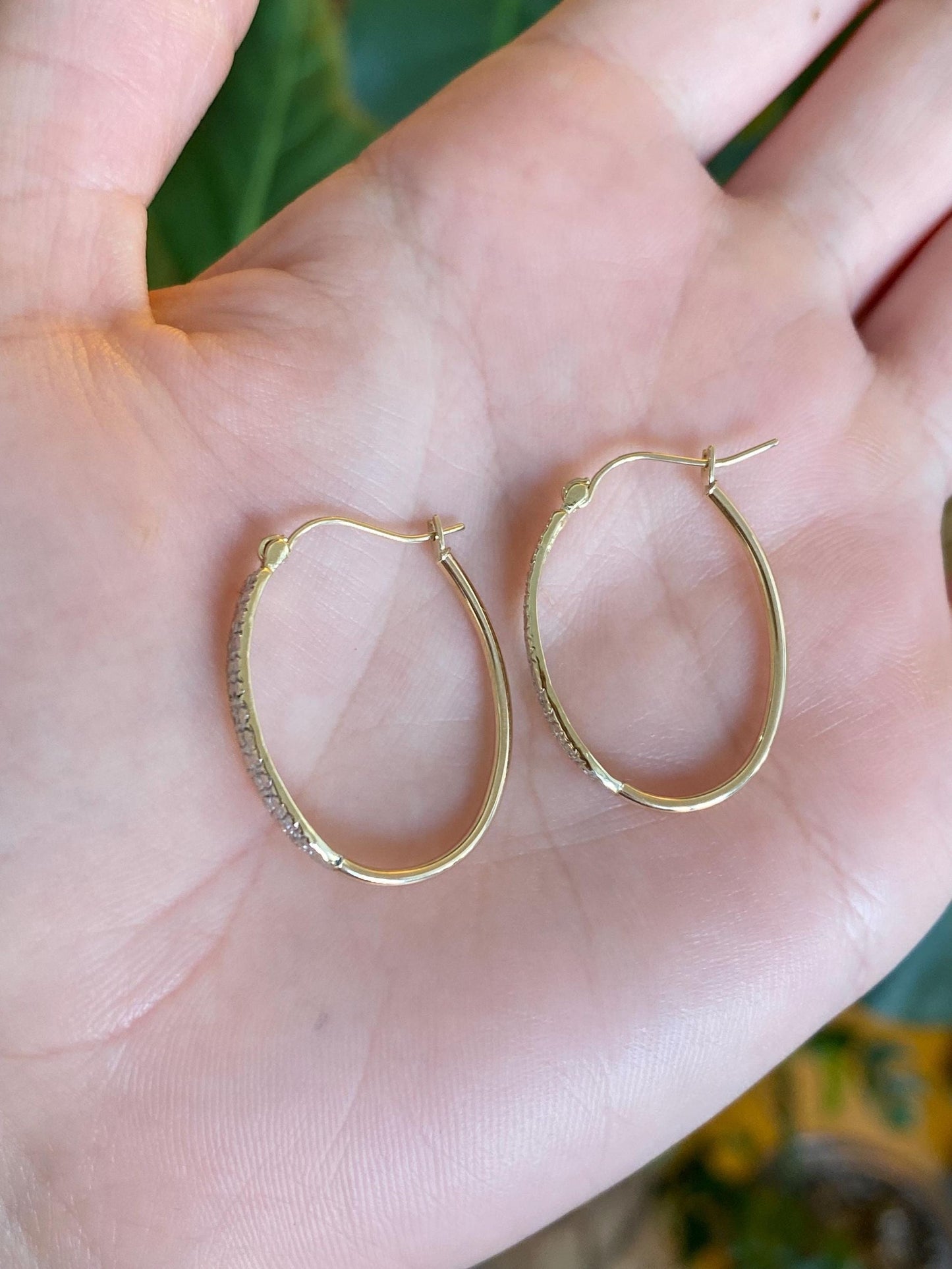 Vintage Solid 14k White & Yellow Gold Diamond Cut Hoop Earrings