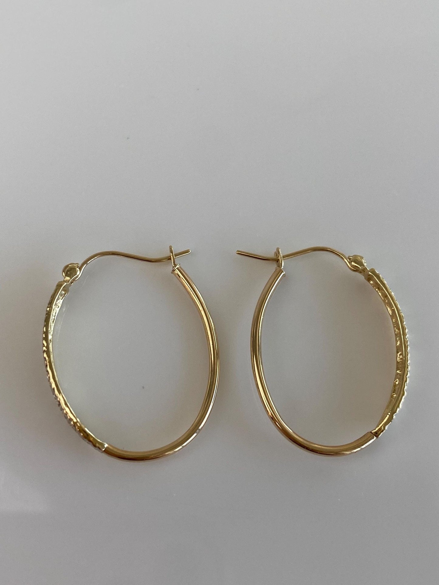 Vintage Solid 14k White & Yellow Gold Diamond Cut Hoop Earrings