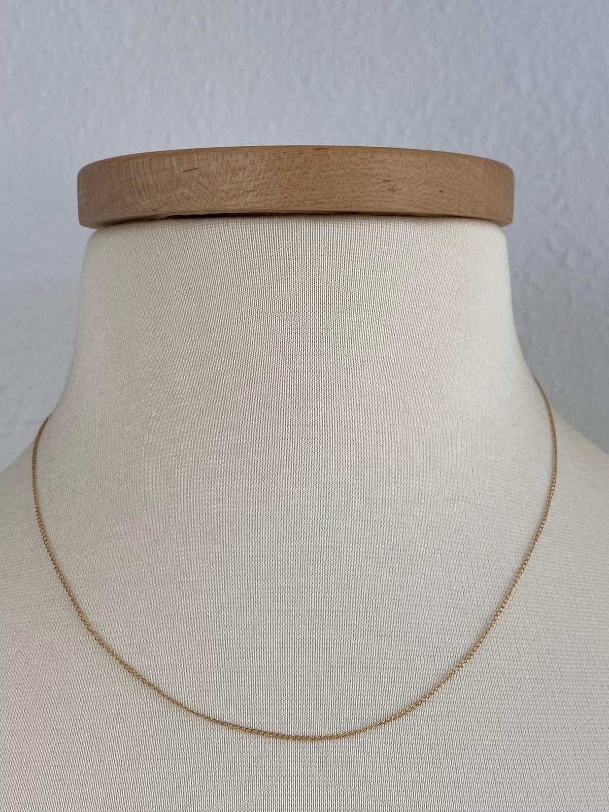 Vintage Solid 14k Yellow Gold Dainty Curb Chain Necklace - 18 inches
