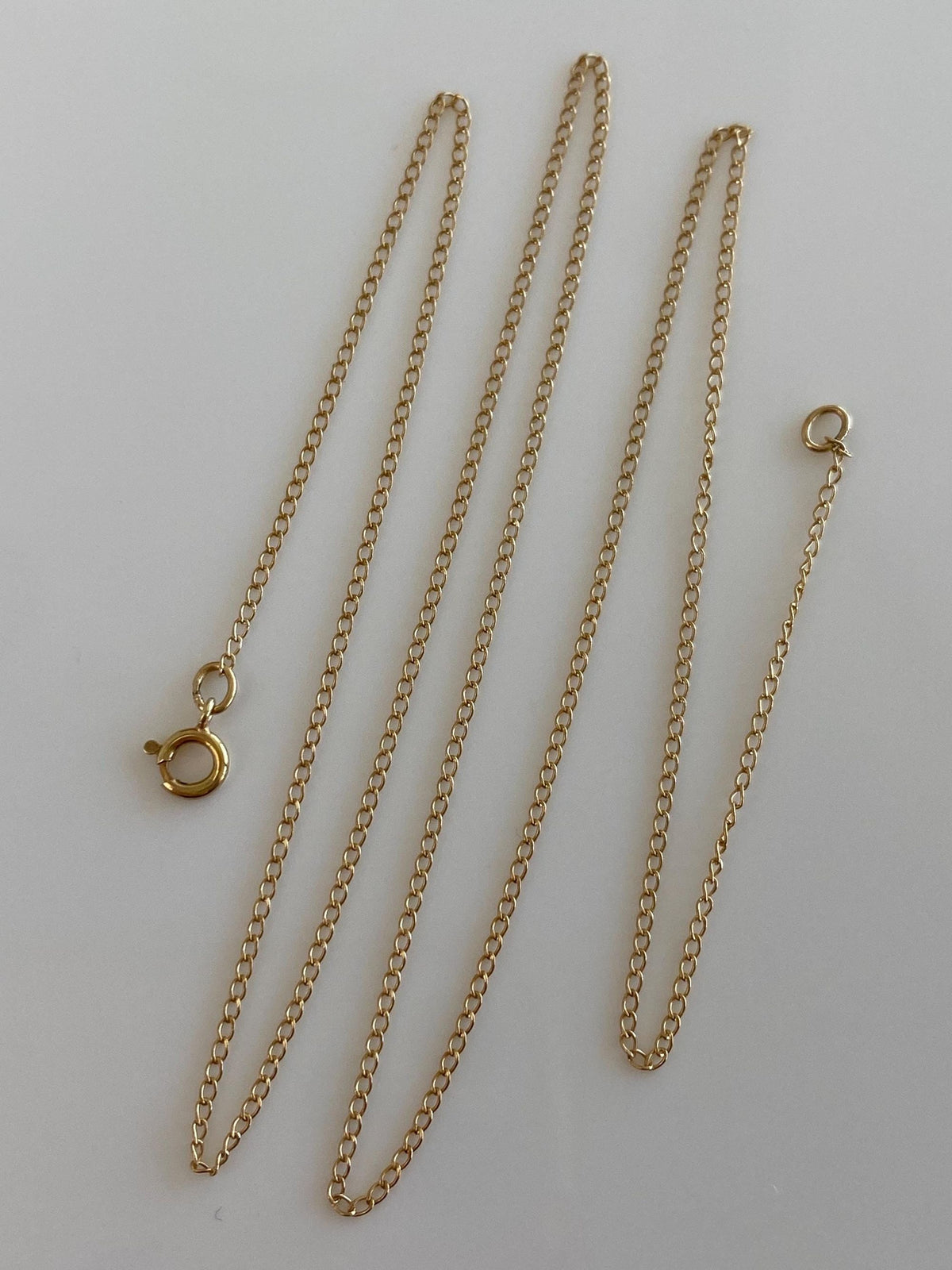 Vintage Solid 14k Yellow Gold Dainty Curb Chain Necklace - 18 inches