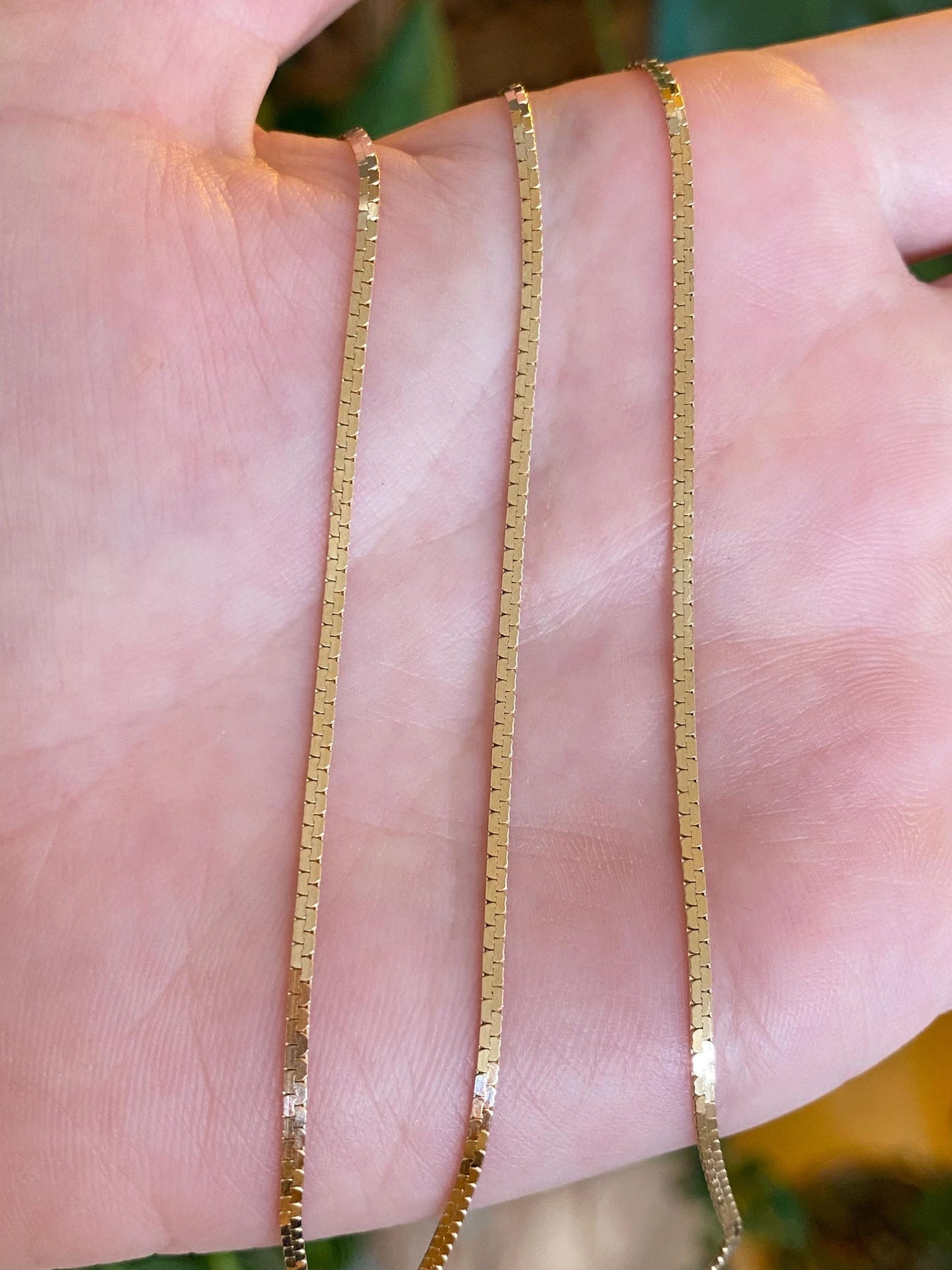 Vintage Solid 14k Yellow Gold Flat Zipper Chain Necklace - 18 inches