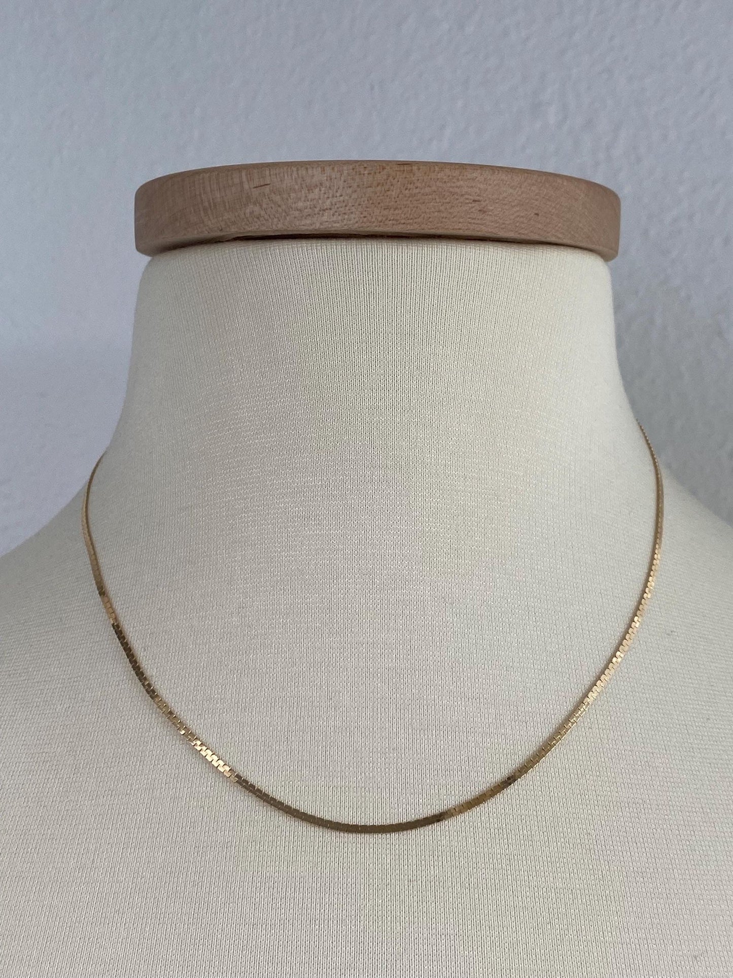 Vintage Solid 14k Yellow Gold Flat Zipper Chain Necklace - 18 inches