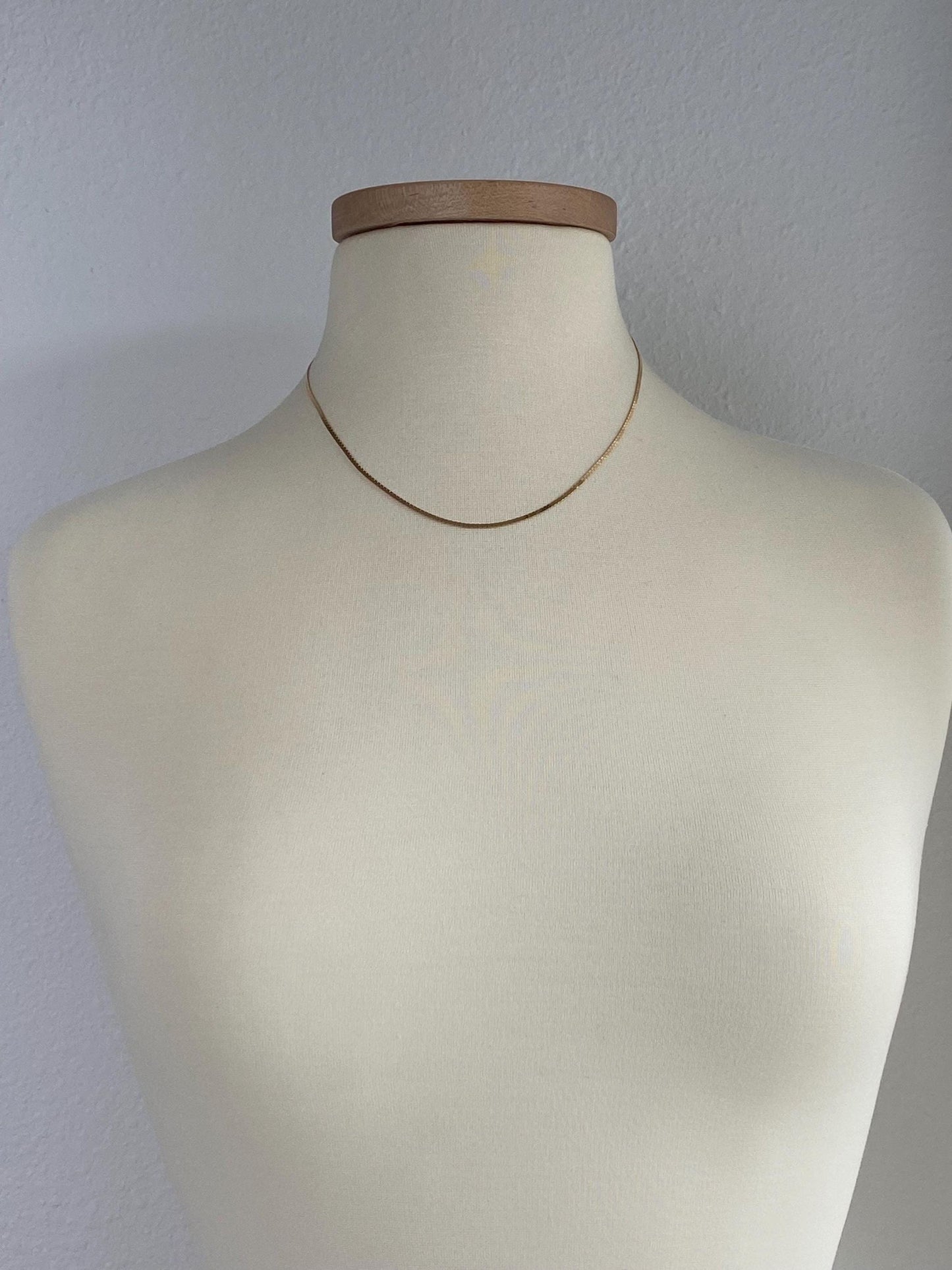 Vintage Solid 14k Yellow Gold Flat Zipper Chain Necklace - 18 inches