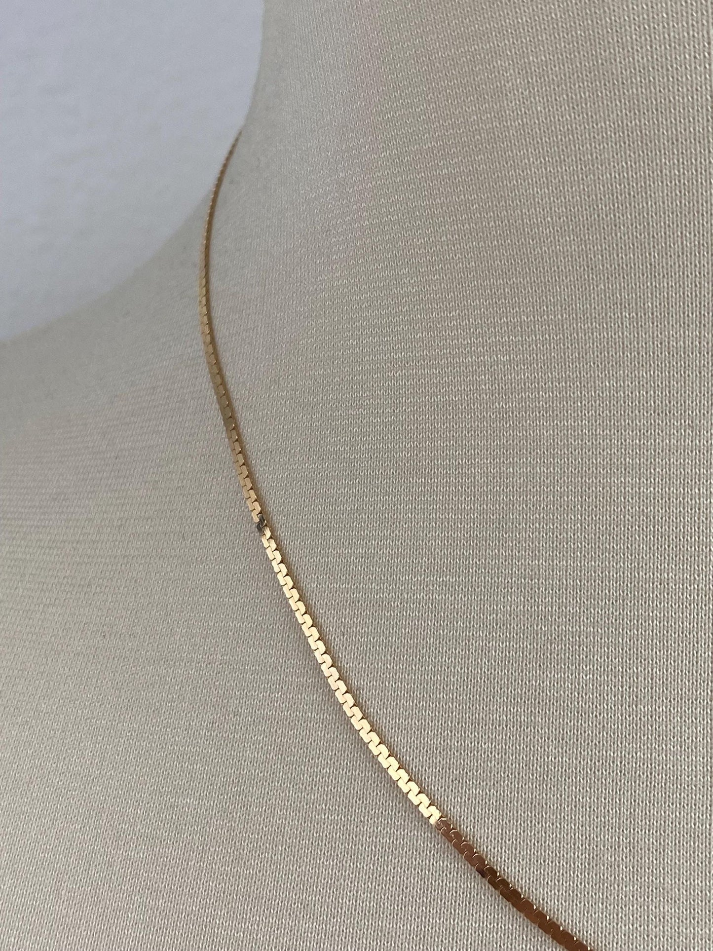 Vintage Solid 14k Yellow Gold Flat Zipper Chain Necklace - 18 inches
