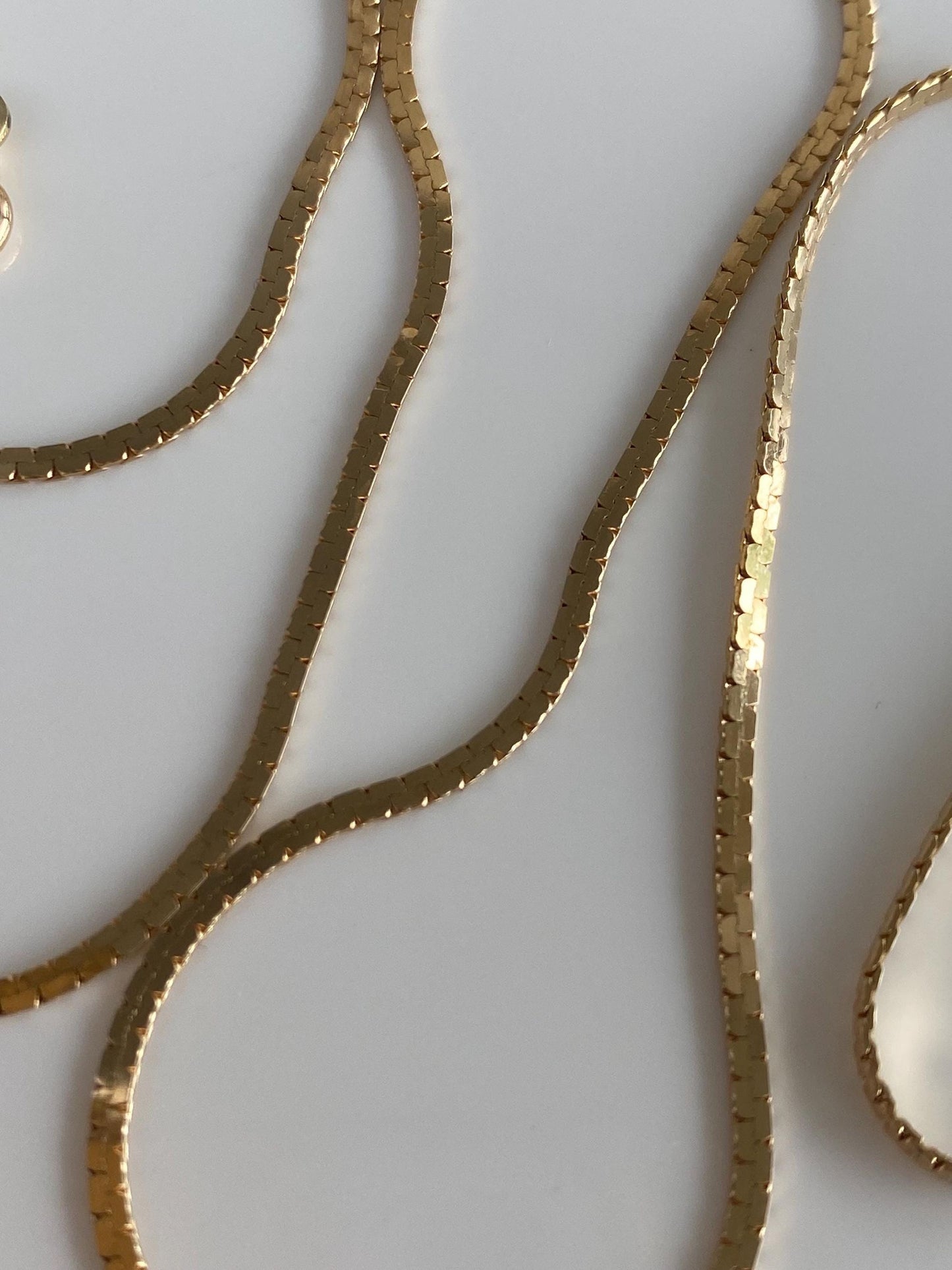 Vintage Solid 14k Yellow Gold Flat Zipper Chain Necklace - 18 inches