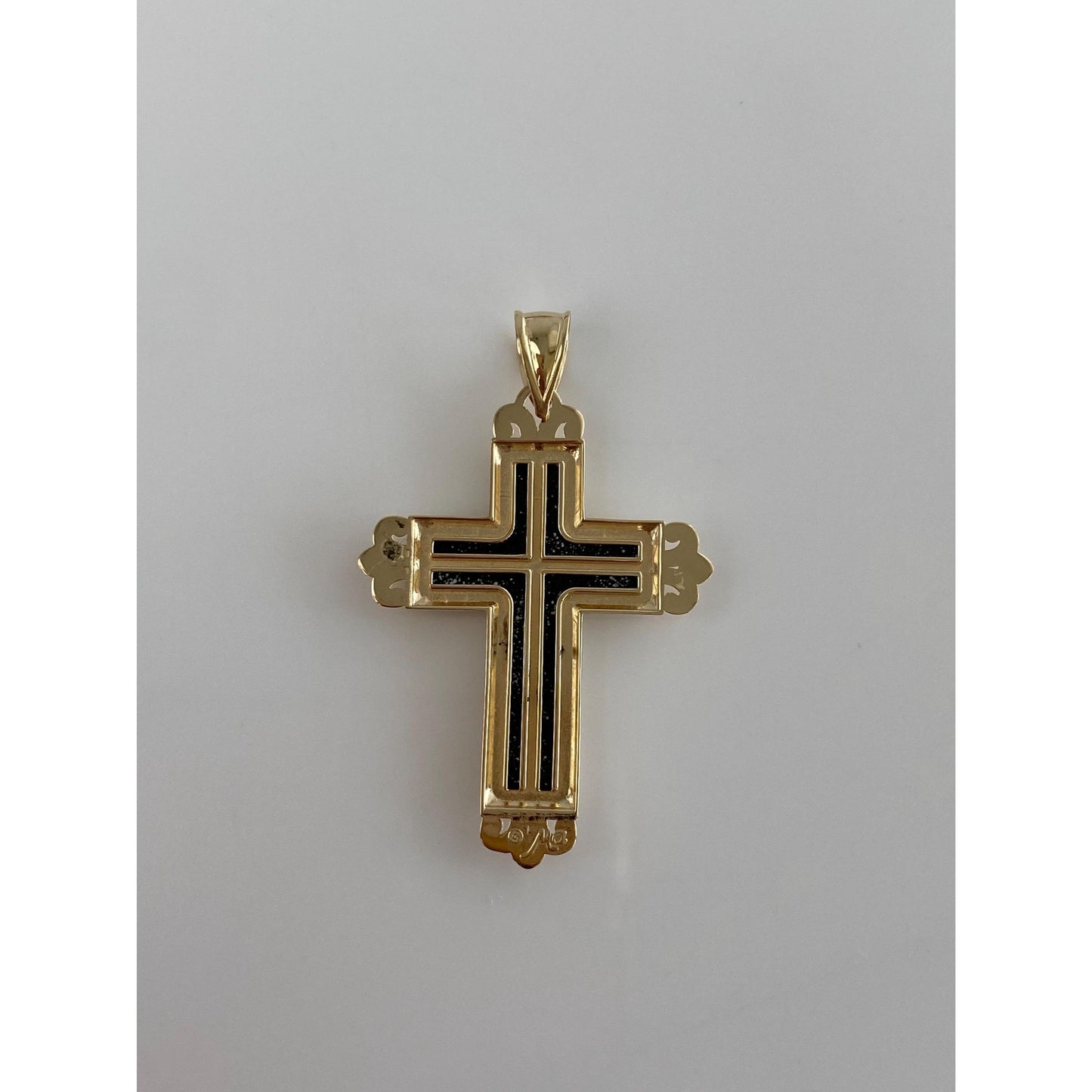 Vintage Solid 14k Yellow Gold Enamel Cross Charm