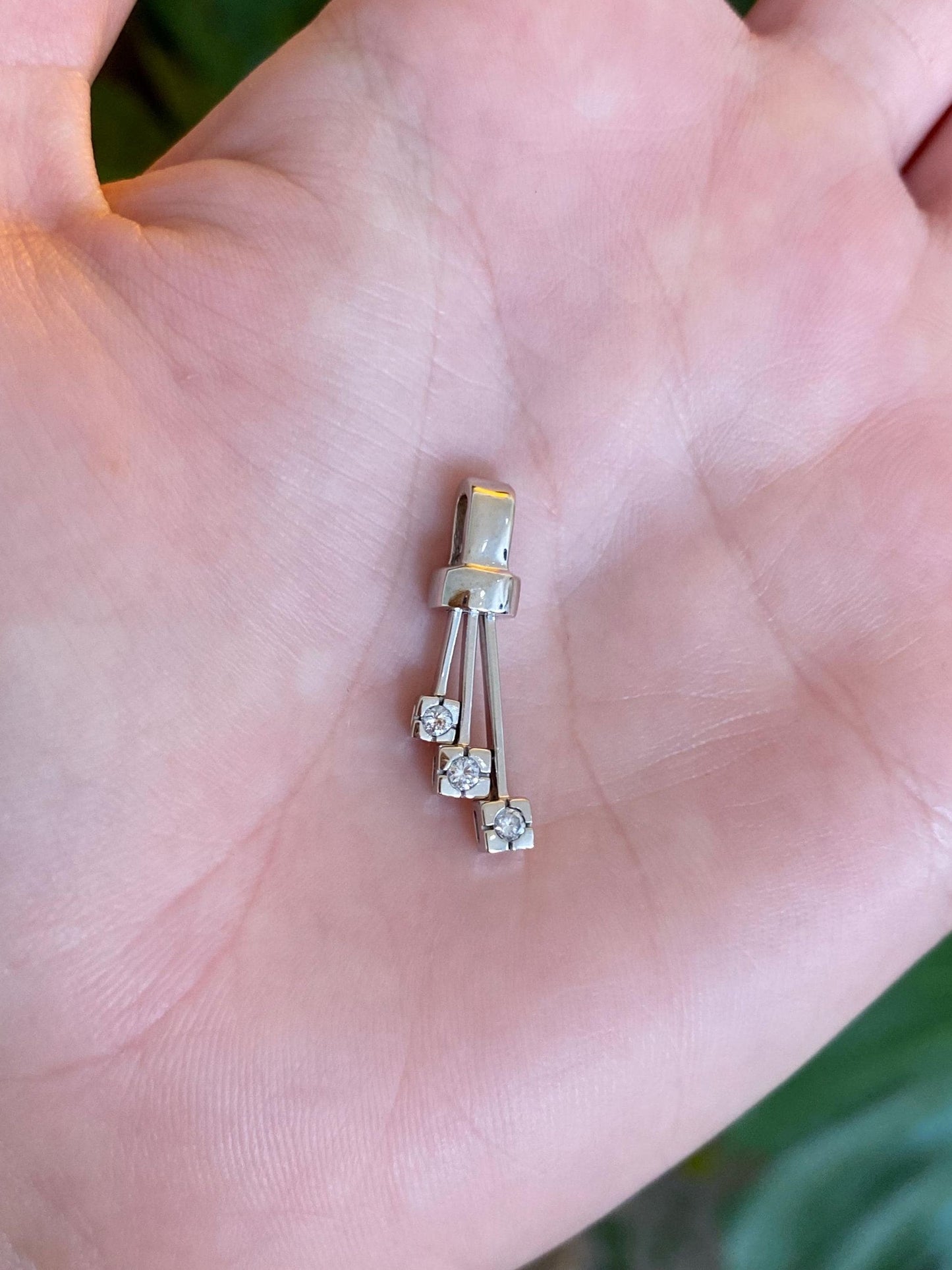 Vintage Solid 10k White Gold Diamond Charm