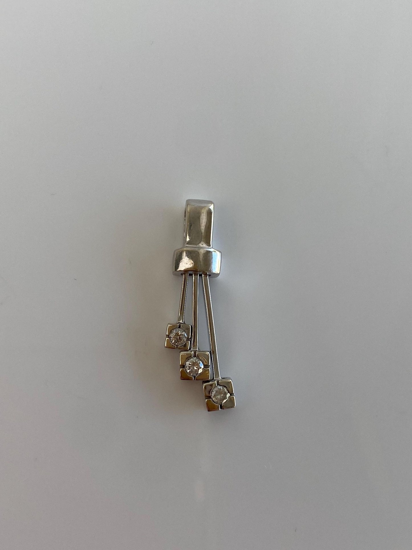 Vintage Solid 10k White Gold Diamond Charm