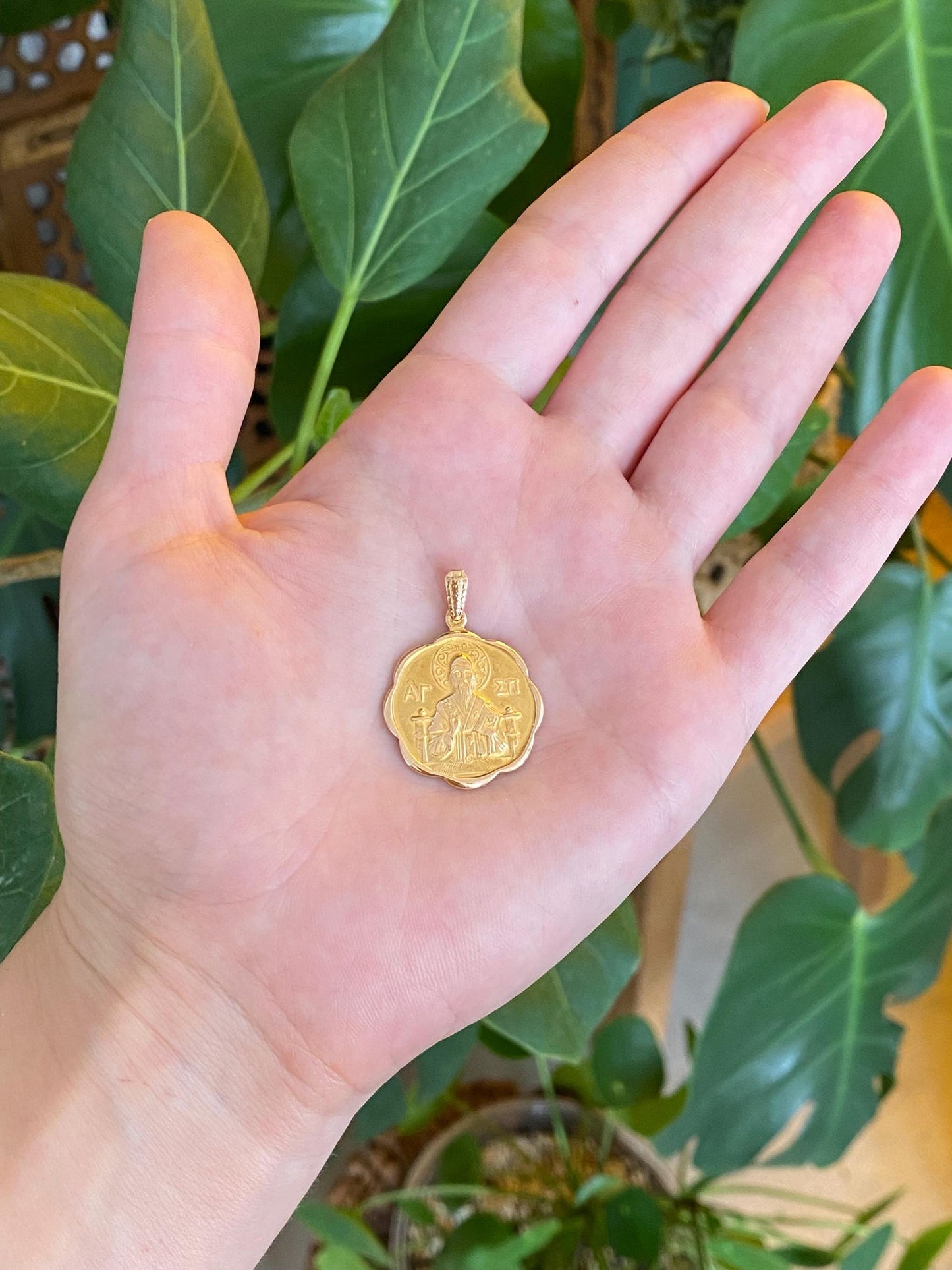 Solid 18k Yellow Gold Religious Charm