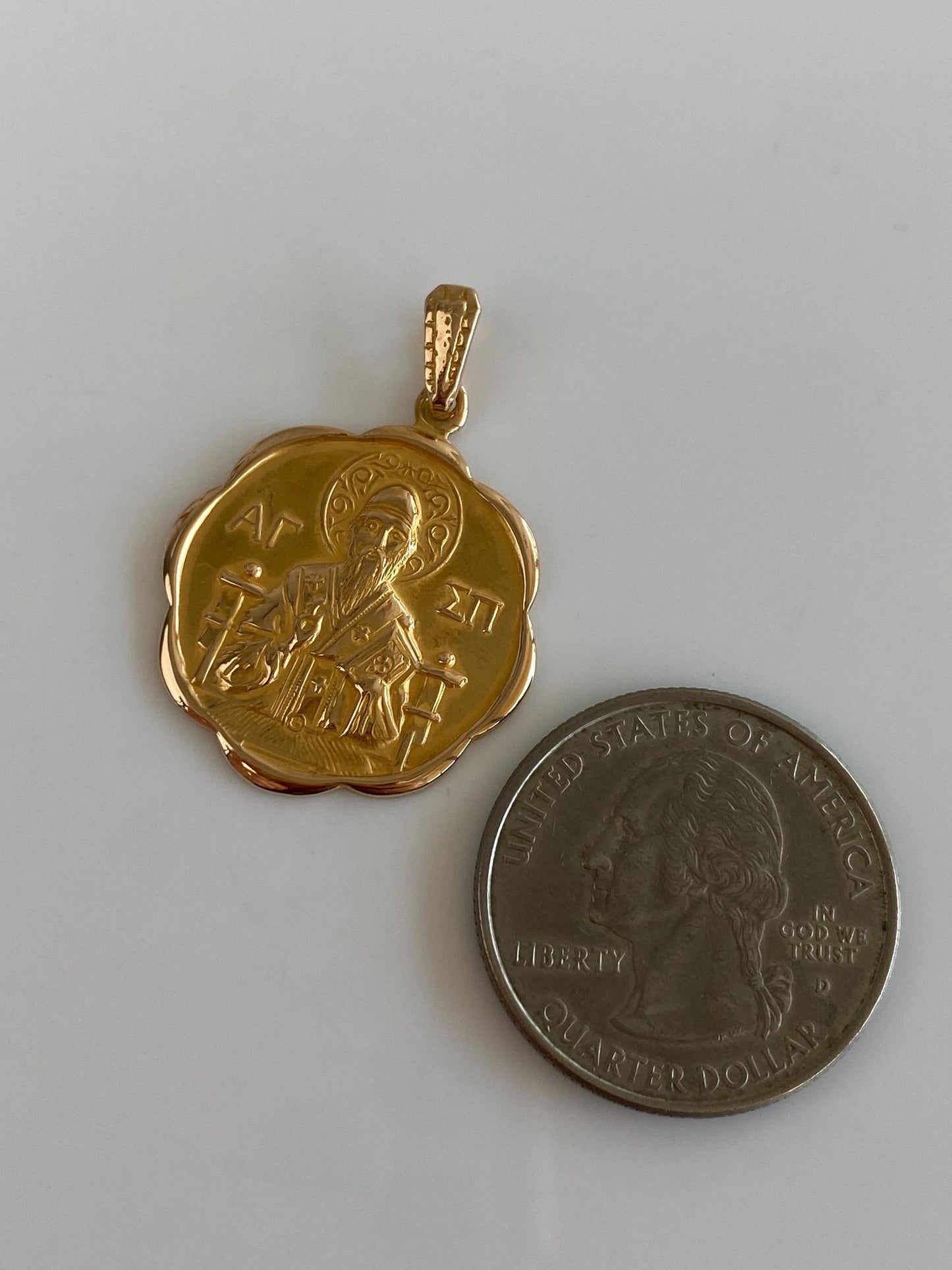 Solid 18k Yellow Gold Religious Charm